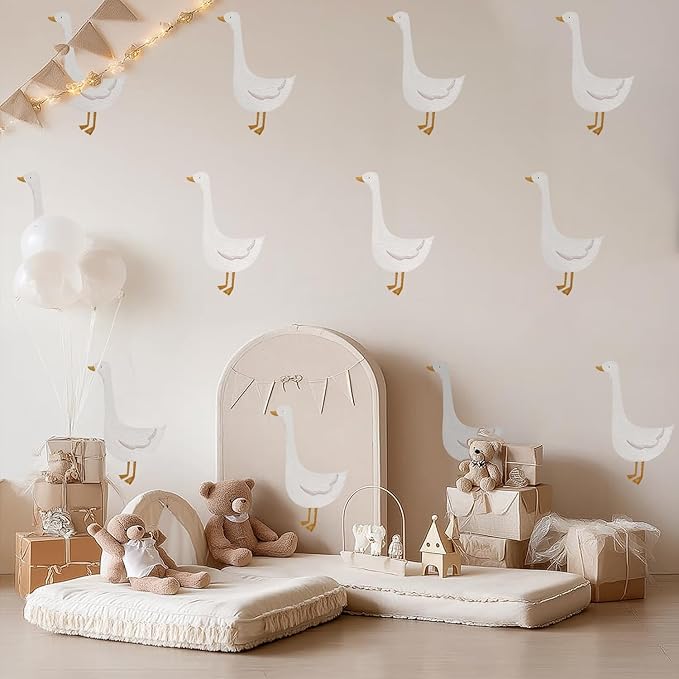 10 PCS Silly Goose Stickers Wall Decals Peel and Stick, Goose Nuresry Decor for Playroom