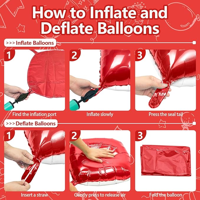 NISOCY 36PCS Red White Square Foil Balloons Wall Backdrop Double Sided Red Pearl White Balloons Arch Kit for Birthday Wedding Bridal Shower Valentine Anniversary Party Decorations