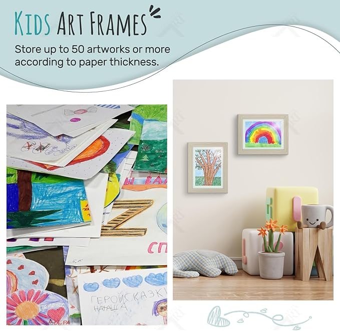 Golden State Art, 9x12 Kids Art Frames, Front-Opening Picture Frame Great for Kids Drawings, Artworks, Children Art Projects, Schoolwork, Home or Office (Grey, Set of 8)