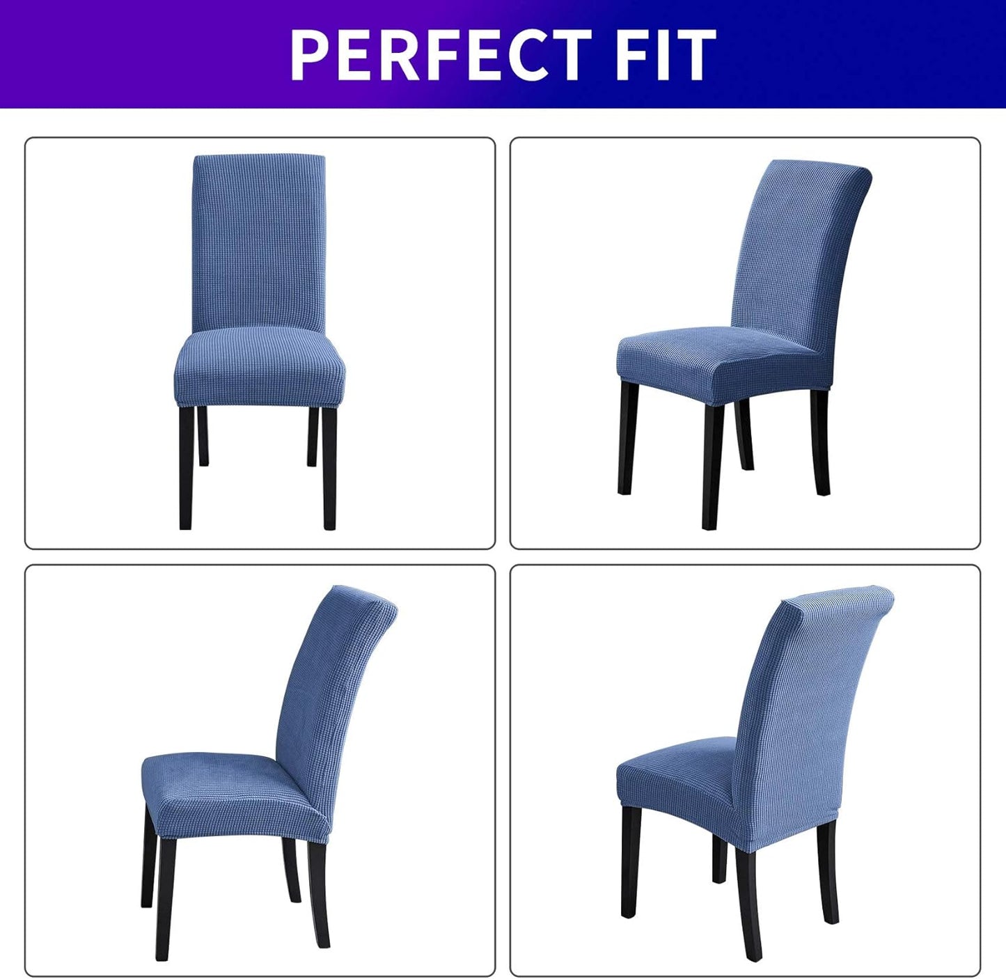 Howhic Stretch Chair Covers for Dining Room Set of 2, Removable Washable Dining Room Chair Covers, Dining Chair Slipcovers Seat Protector, Great for Home and Banquet Deecor (Periwinkle Blue, 2 Pack)