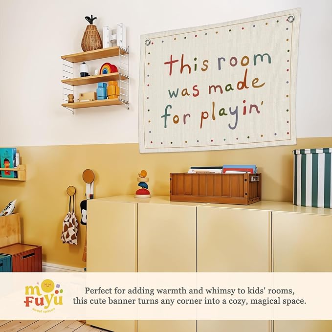 Playroom Wall Decor,Boho Long Live Playtime Linen Canvas Banner, Decor,Toddler Wall Decor for Toddler Boys Toy Room Bedroom,30x20 Inch