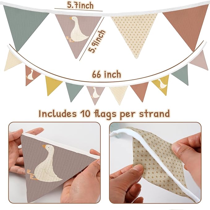 Lacama Goose Birthday Part Decorations，Baby Girls Boys Kids Room Decor, Funny Geese Triangle Bunting Banners for Farm Animal Baby Shower First Birthday Party Decorations，Kidroom