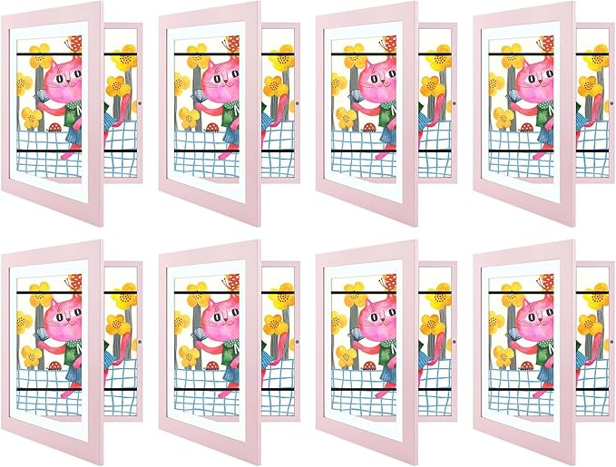 Golden State Art, 8.5x11 Kids Art Frames, Front-Opening Picture Frame Great for Kids Drawings, Artworks, Children Art Projects, Schoolwork, Home or Office (Light Pink, Set of 8)