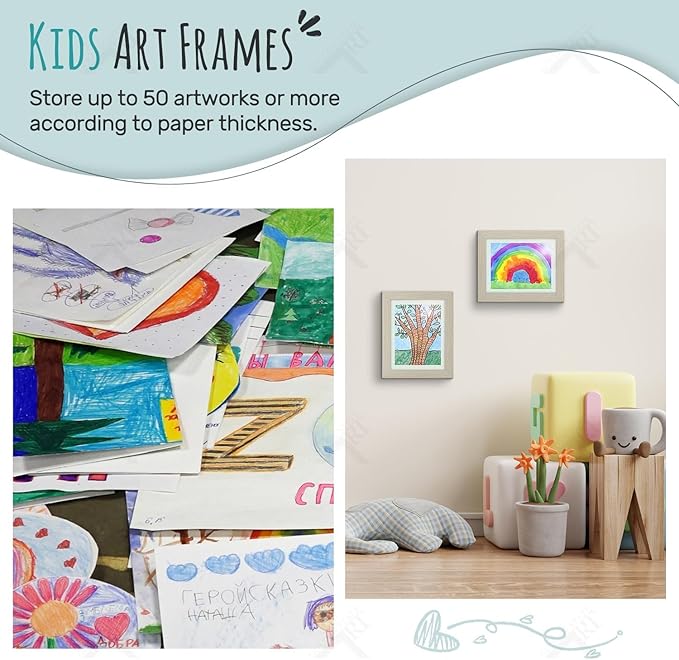 Golden State Art, 8.5x11 Kids Art Frames, Front-Opening Picture Frame Great for Kids Drawings, Artworks, Children Art Projects, Schoolwork, Home or Office (Grey, Set of 8)