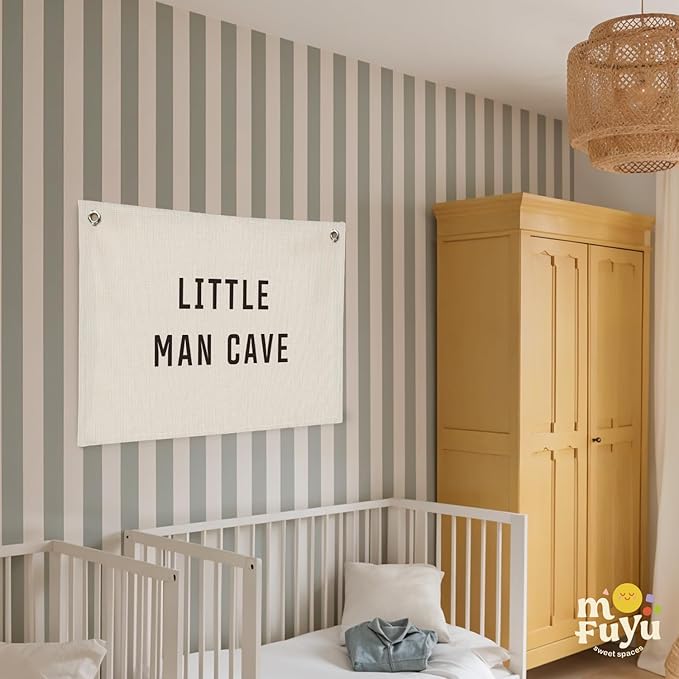 Little Man Cave Banner - Little Man Cave Sign for Boys,Kids Boys Room Decor,Adventure Nursery Sign for Baby and Kids, Playroom Wall Hanging 30x20 Inch