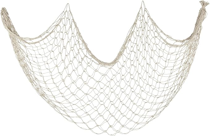 ZUEXT Beige Decorative Fishing Net 80x40 Inch, Large Picture Fish Net, Wall Photo Hanging Fishnet for Nautical Mermaid Pirate Ocean Themed Hawaii Beach Under the Sea Party Decorations