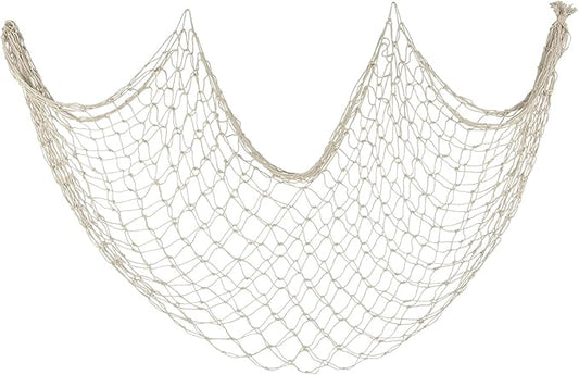 ZUEXT Beige Decorative Fishing Net 80x40 Inch, Large Picture Fish Net, Wall Photo Hanging Fishnet for Nautical Mermaid Pirate Ocean Themed Hawaii Beach Under the Sea Party Decorations