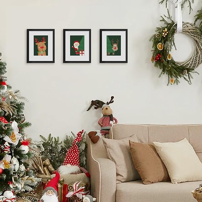 upsimples 8x10 Picture Frame Set of 5, Display Pictures 5x7 with Mat or 8 x 10 Without, Wall Gallery Photo Frames, Black