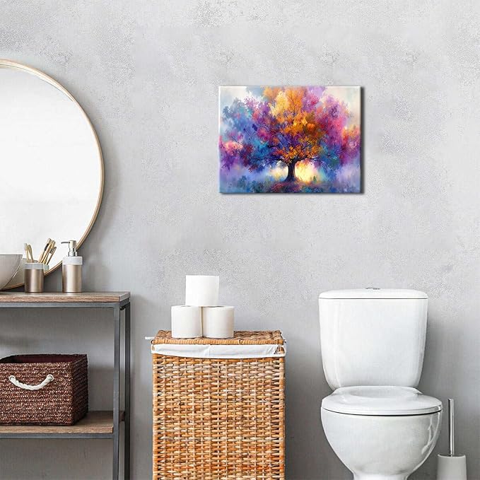 Abstract Tree of Life Wall Art for Living Room Colorful Floral Tree Pictures Wall Decor Nature Botanical Landscape Canvas Prints Modern Minimalist Aesthetic Artwork for Bedroom Home Decoration 12x16"