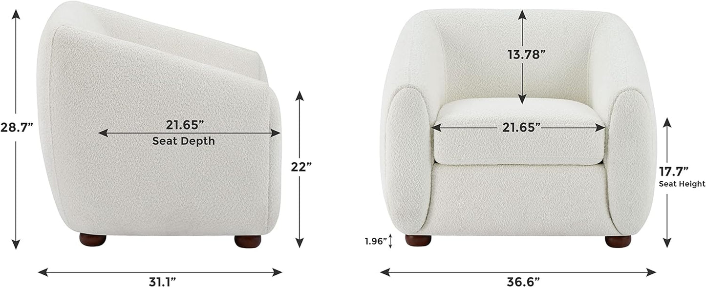 Modern Accent Chair for Living Room, Upholstered Armchair with Boucle Fabric, Single Sofa Chair with Solid Wood Legs, Boucle, Curry
