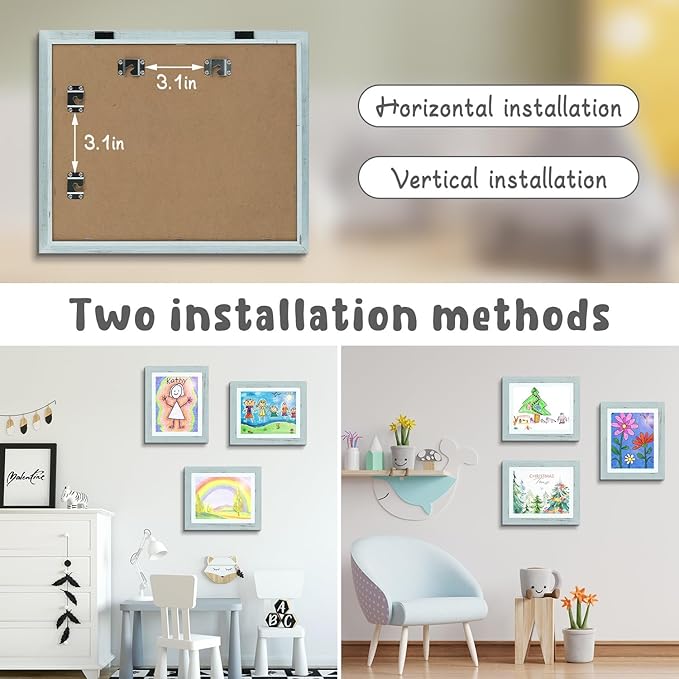 Golden State Art, 10x12.5 Kids Art Frames, Front-Opening Picture Frame Great for Kids Drawings, Artworks, Children Art Projects, Schoolwork, Home or Office (Teal Blue, Set of 8)