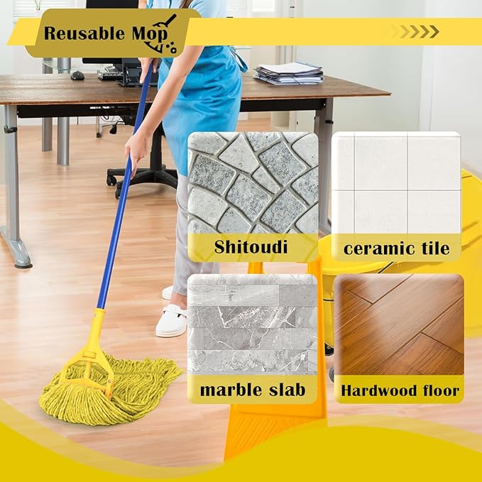 4 Pack Heavy Duty Commercial Mop Head Replacement,Commercial String Mop Head，Loop-End Mop Head Replacement,Cotton Washable Industrial Mop Head,Wet Cleaning Mop Head for Home,Industrial and Commercial