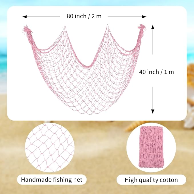 2 Pack Fish Net Decorations for Party