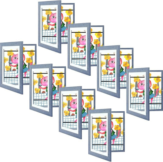 Golden State Art, 10x12.5 Kids Art Frames, Front-Opening Picture Frame Great for Kids Drawings, Artworks, Children Art Projects, Schoolwork, Home or Office (Navy Blue, Set of 8)