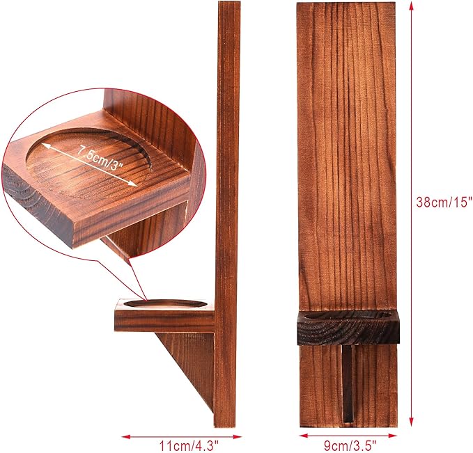 OwnMy Set of 2 Wooden Wall Candle Sconces Rustic Wall Mount Wooden Pillar Candle Sconces, Brown Farmhouse Wall Candle Sconce Vintage Hanging Candle Holders Decors for Living Room