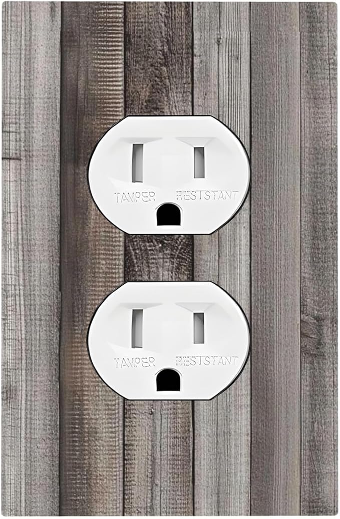 Outlet Covers Vintage Brown Gray Wood Texture 1 Gang Duplex Light Switch Cover Decorative Switch Plates Electrical Receptacle Faceplate Wall Plate For Farmhouse Cabin Decor