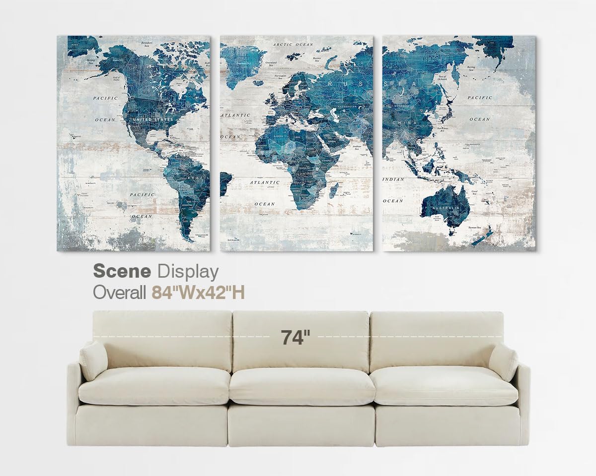 Wall Decor Living Room Home Office Wall Art Framed Blue Home Decor Large Picture House Decorations Dining Room Painting