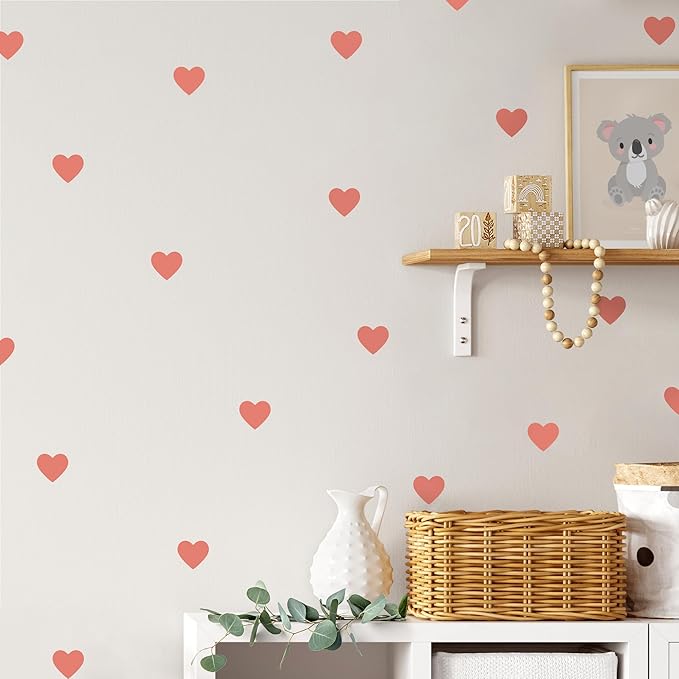 Red Hearts - Easy-to-Apply & Removable Wall Stickers: Transform Your Toddlers Bedroom with Durable, Vibrant Peel-and-Stick Wall Decor – Stickers for Kids