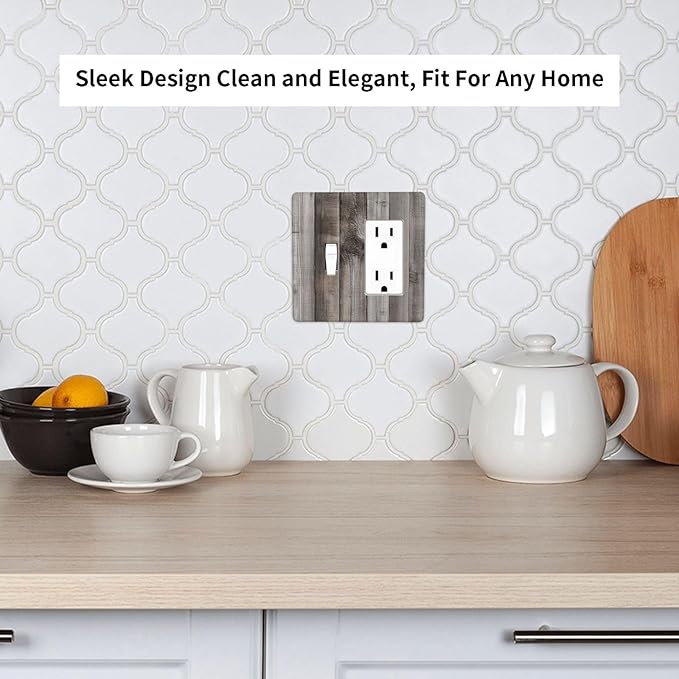 Outlet Covers Vintage Brown Gray Wood Texture 1 Toggle 1 Rocker Combination Decorative Wall Plate Electrical Switch Plates Light Switch Cover Plate For Farmhouse Cabin Decor