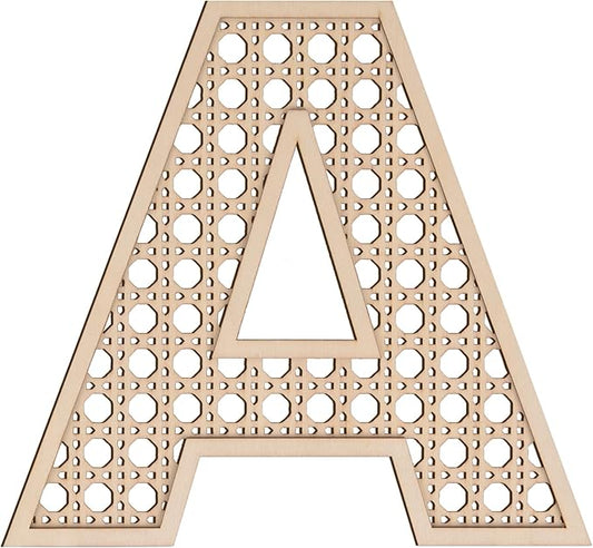 Large Boho Wooden Rattan Letters 12 inch for Nursery Decor Wood Letter A Wall Decors for Baby Girl Boy Bedroom Home Rustic Name Sign Birthday Wedding Decorative Letters