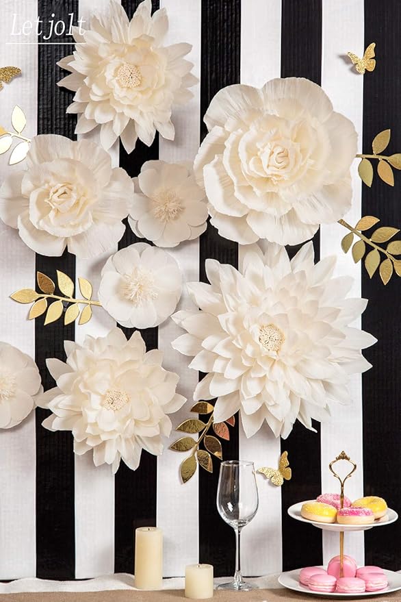 Paper Leaves Set Decor Flower Golden Decorations for Decals Family Tree Photo Wall Crafts Leaf Glitter Butterfly Baby Shower Backdrop Nursery 16pcs