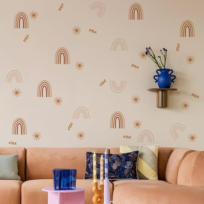 QUCHENG Boho Wall Stickers Girls Bedroom Removable Wall Decals Nursery Kids Room Decor Vinyl Murals DIY Cute Decorations 6 Sheets