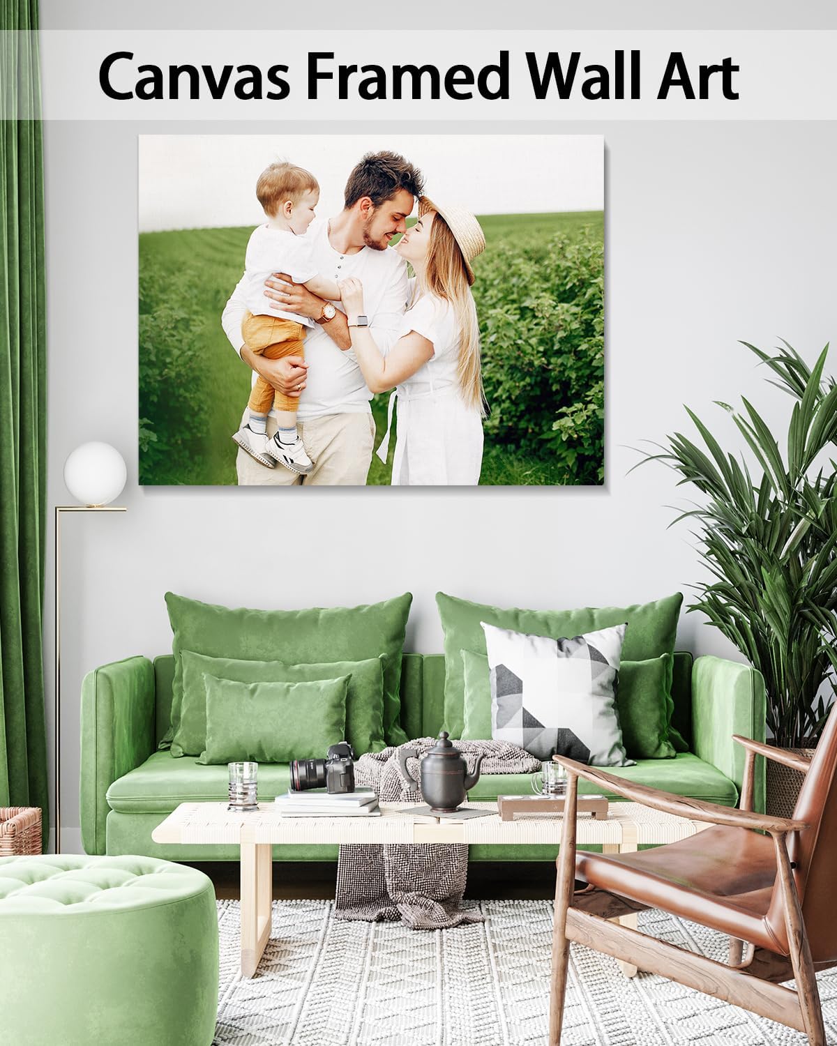 Personalized Custom Canvas Wall Art, Custom Canvas Prints with Your Photos for Living Room, Bedroom, Wedding Pet Baby Family Photo Framed Wall Art, Customized Photo Gift for Family，Friend，Lover，Pet (30L" x 20W")
