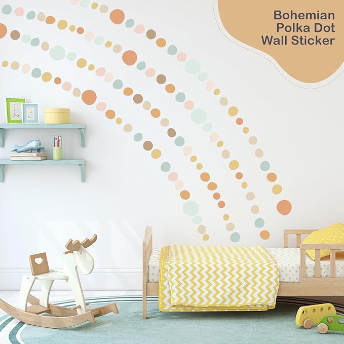 15 Sheet 300 Pcs Irregular Polka Dots Boho Wall Decal Terrazzo Playroom Bedroom Removable Modern Vinyl Boho Wall Stickers(Elegant Color)