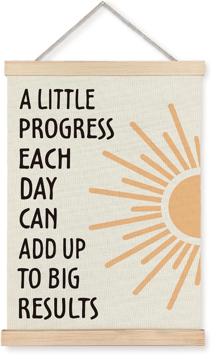 Supwhd Positive Affirmations Wall Decor, Inspirational Add Up to Big Results Wall Art Framed, Motivational Quotes Wall Art for Home Office Classroom, 16x24