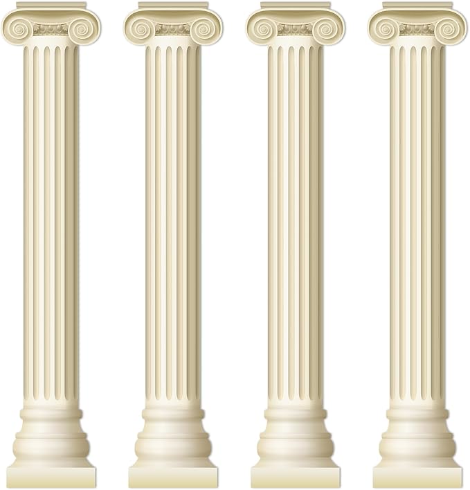 4Pcs Greek Party Wall Decorations Greek Columns Cardboard Pillars Cutouts Ancient Greek Party Decor for Birthday Medieval Renaissance Wall Photo Backdrop Photography Background Supplies