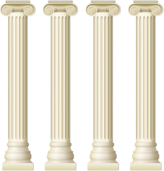 4Pcs Greek Party Wall Decorations Greek Columns Cardboard Pillars Cutouts Ancient Greek Party Decor for Birthday Medieval Renaissance Wall Photo Backdrop Photography Background Supplies