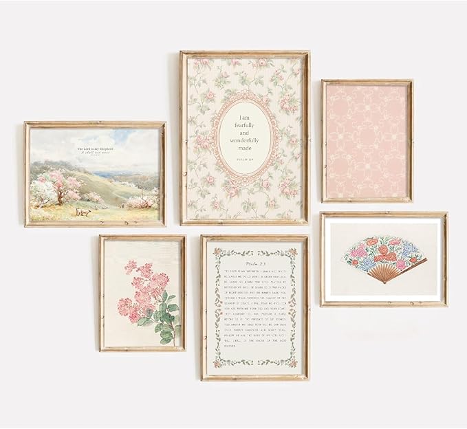 Christian Nursery Wall Art Bible Verse Canvas Wall Decor Girl Floral Wall Art Aesthetic Scripture Pictures Jesus Religious Posters Pink Flower Prints Vintage Artwork for Bedroom 8x10x6 Inch Unframed