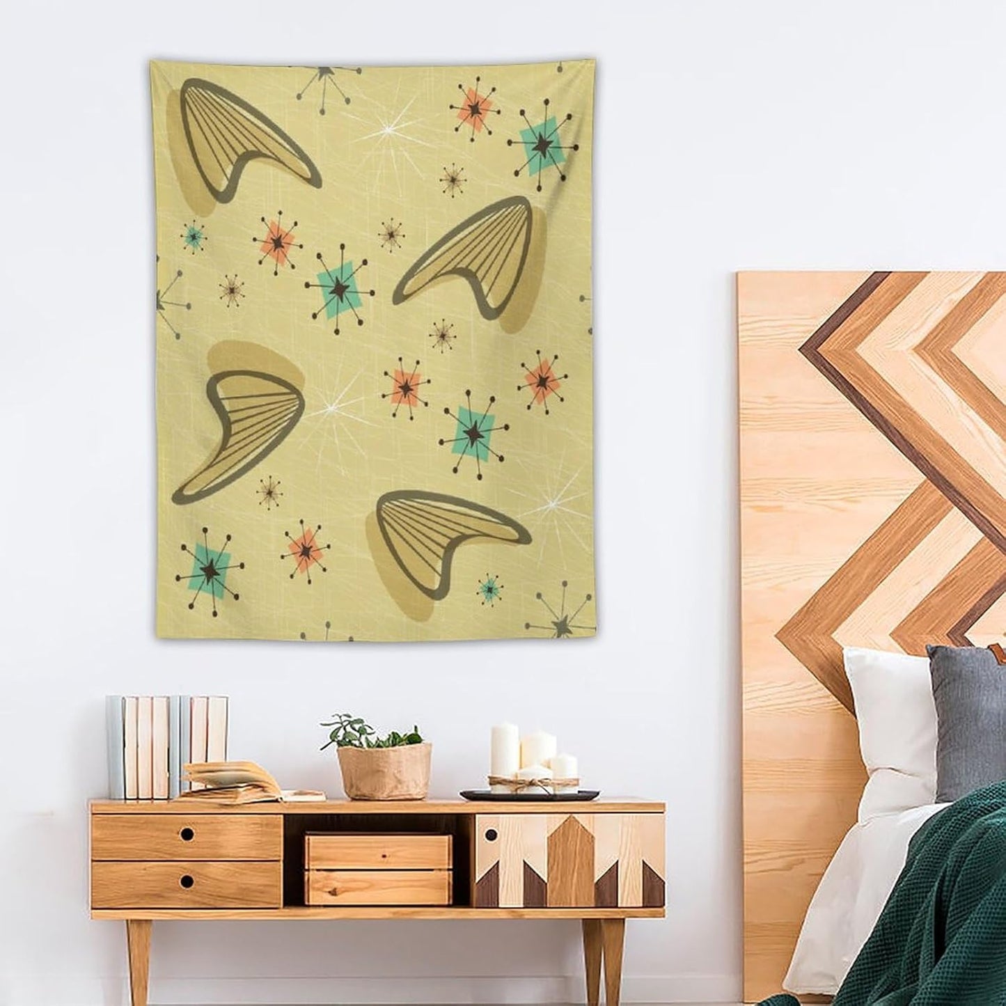 ICMOLYYENLO Boho Medieval Cat Tapestry, Abstract Atomic Starburst Geometric Aesthetic Art Wall Hanging For Bedroom Living Room Dormitory 60x80 Inches