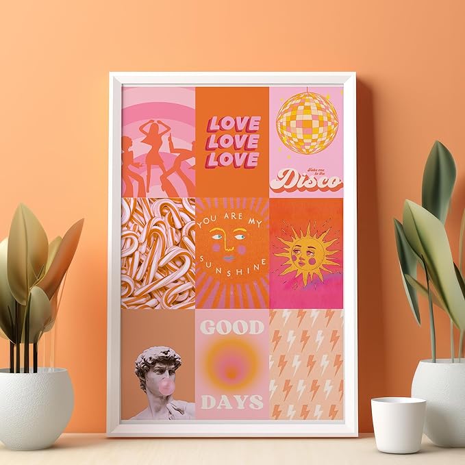 Pink and Orange Room Decor Aesthetic, Peach Wall Collage Kit Posters for Teen Boys Girls (50pcs 4x6 inch)