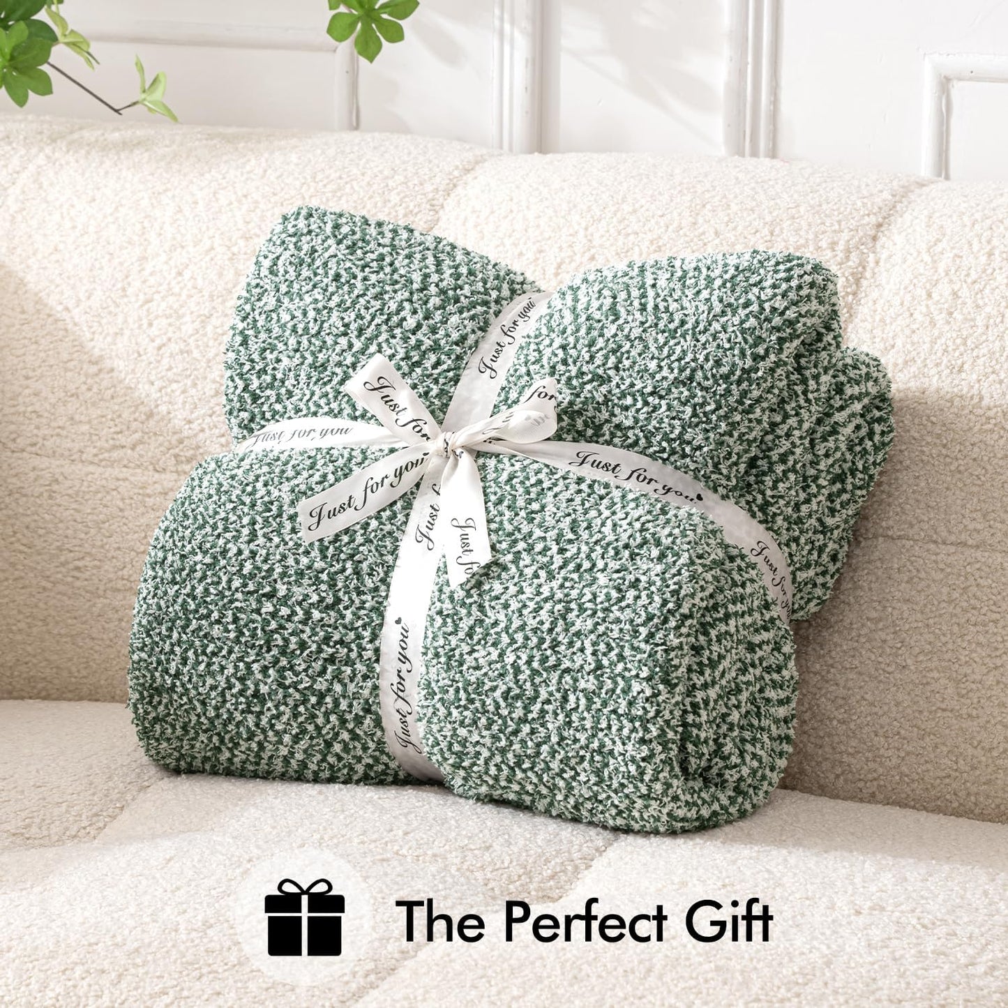 MIULEE Green Super Soft Throw Blanket for Bed, Twin Size Cozy Fluffy Warm Blankets Knit Blankets for Couch, Sofa, Chair, Living Room, Camping, Picnic, 60 x 80 inch