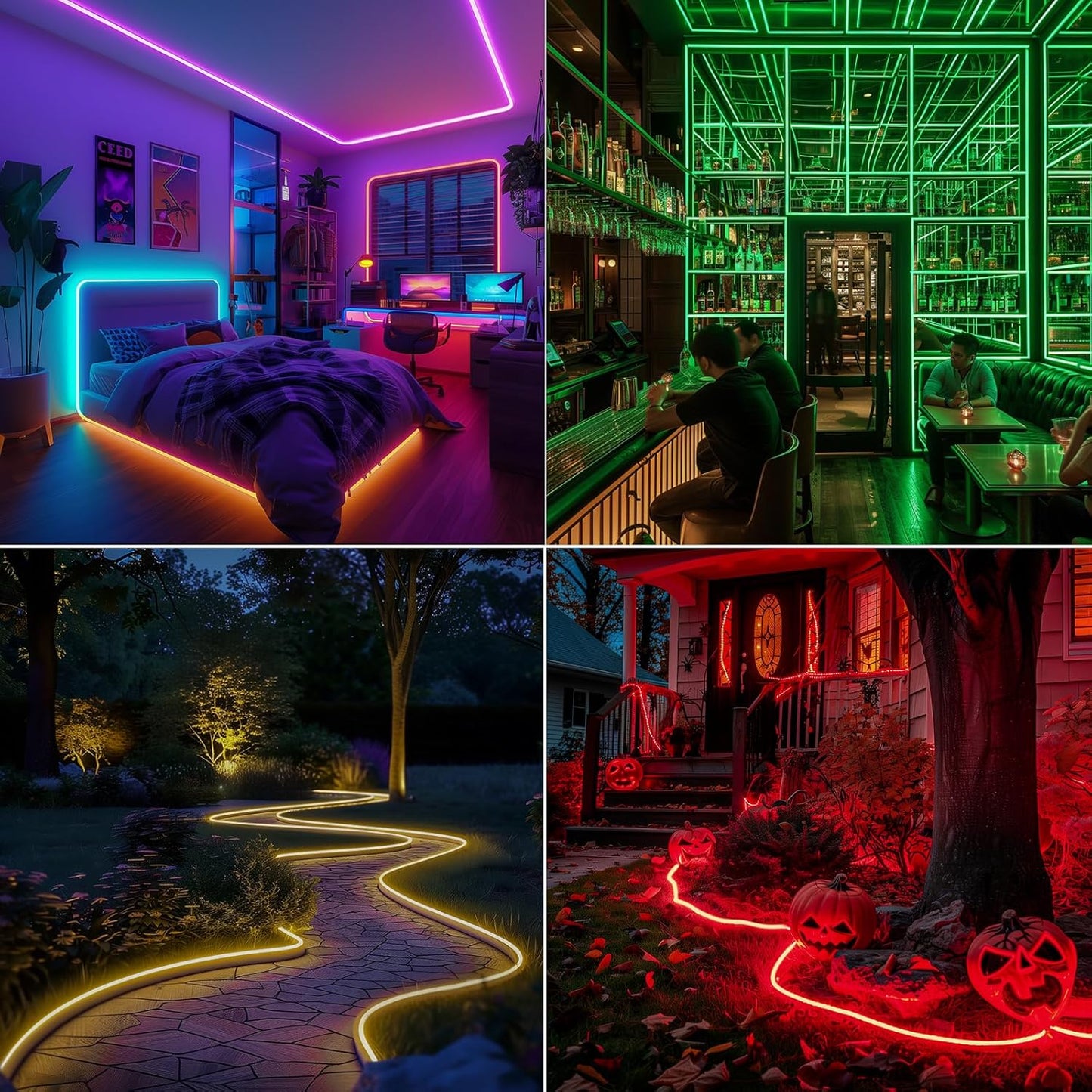 GZBtech RGB LED Neon Rope Lights 33FT/10M, AC 110-120V Waterproof Color Changing LED Rope with Remote Controller, Dimmable Multi Color Neon Rope Lighting for Indoor Outdoor Commercial Use