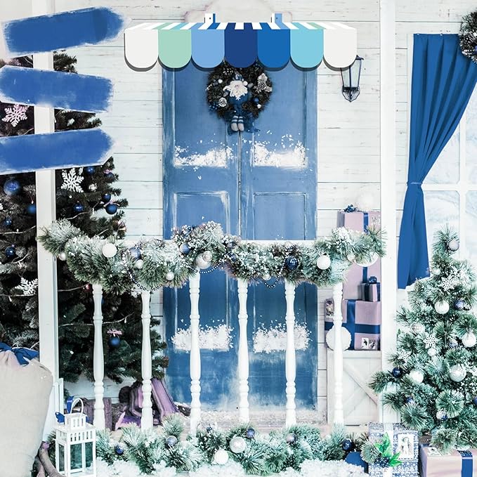 Tallew 4 Pcs 3D Circus Awning Wall Decoration Carnival Awning for Halloween Carnival Theme Party Classroom Decorations(Blue and White)