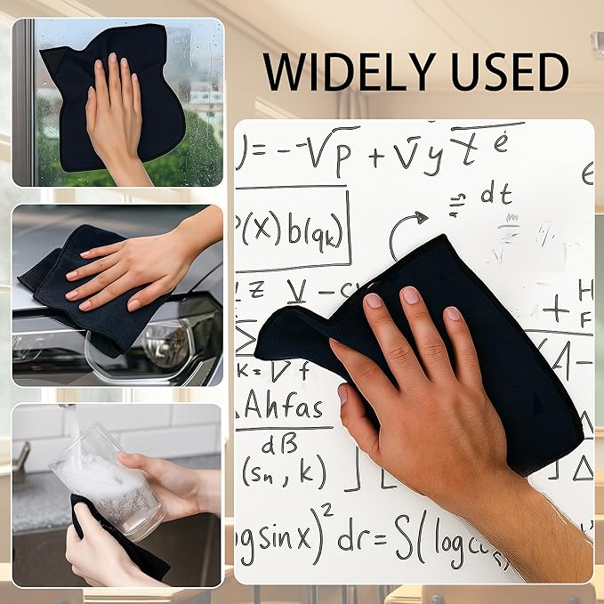 4 Pack Magnetic Microfiber Cleaning Cloth Erase Erasers Cleaner for Whiteboards, Blackboards, Chalkboards, Glassboards, Home, Office, School,10'' x 10''