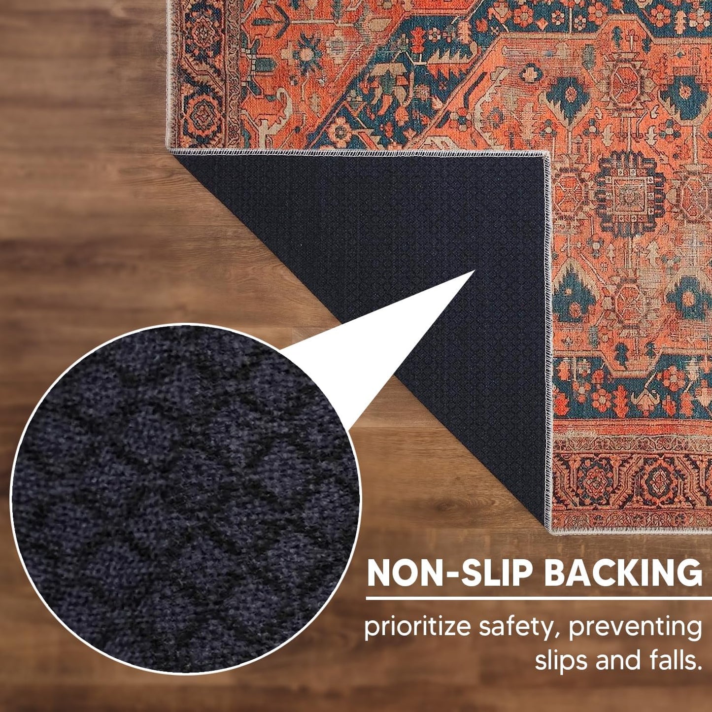 Keen Home Design 2x12 Rug - Machine Washable Runner Rug with Non-Slip Backing, Ideal for Hallway, Entryway, Kitchen, Laundry Room - Vintage, Easy Clean, Durable, Low Pile - (2'6" x 12')