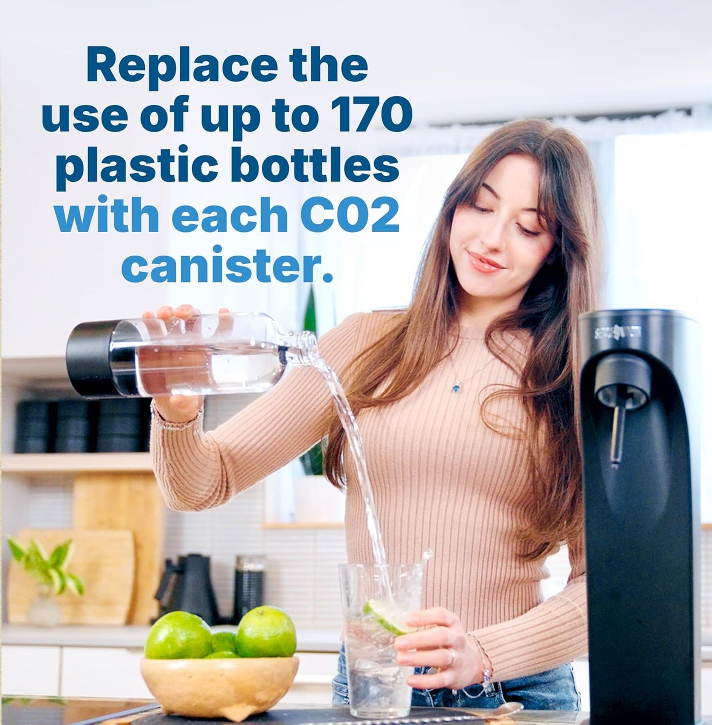 Soda Sense Easy Connect 60L CO2 Exchange Canister – 4 Pack, Replacement for Quick Connect Cylinder – Compatible with SodaStream PINK Snap-On Machines ONLY, Including ART, TERRA, ENSO & DUO