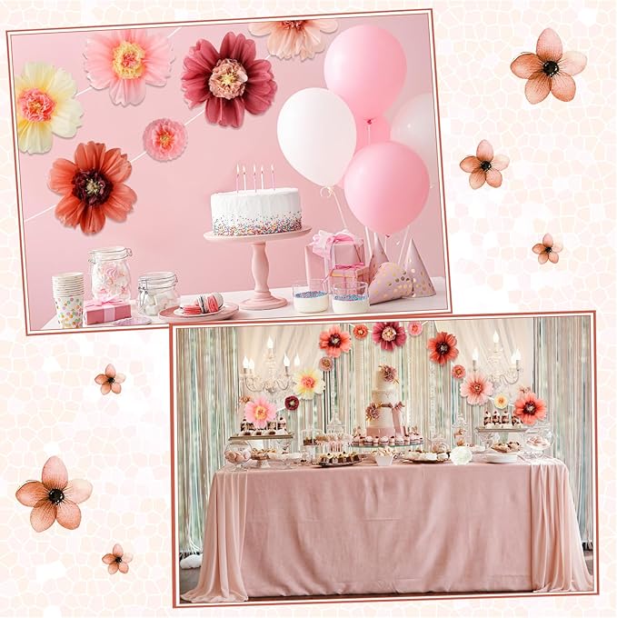 Crowye 24 Pcs Large Colorful Tissue Paper Flowers Decorations 20" Giant Fiesta Craft Crepe Paper Flowers for Wall Decor Backdrop Mexican Wedding Birthday Carnival Party (Vintage Color)