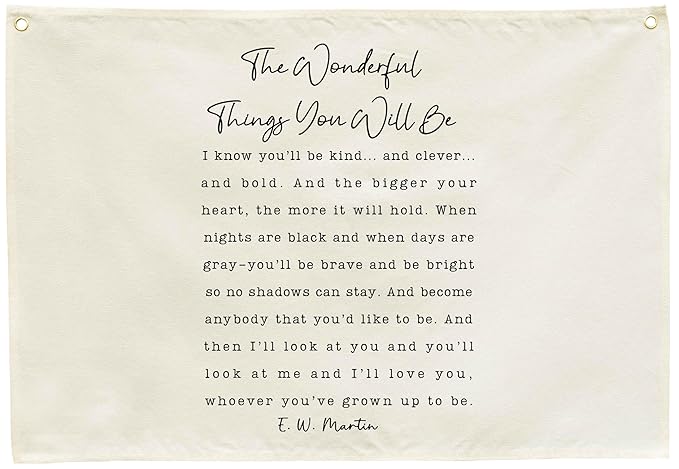 Nursery Rectangular Canvas Banner Wall Decor for Nursery Bedroom Playroom Decor,Poster Flag Sign Wall Art for Boy Girl Kids Teen,Baby Shower Birthday Easter Christmas Gift-The Wonderful Things