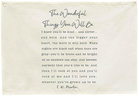 Nursery Rectangular Canvas Banner Wall Decor for Nursery Bedroom Playroom Decor,Poster Flag Sign Wall Art for Boy Girl Kids Teen,Baby Shower Birthday Easter Christmas Gift-The Wonderful Things