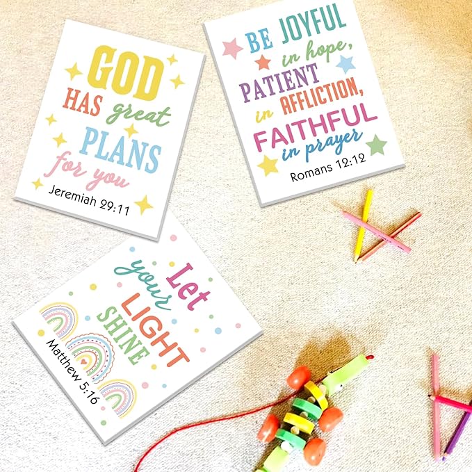 CHDITB Bible Verse Framed Canvas Wall Art, Scripture Typography Artwork, Rainbow Christian Wall Decor, Inspirational Bible Quote Poster, Boho Faith Art Prints For Kids Room Nursery Decor 8”X10”X6