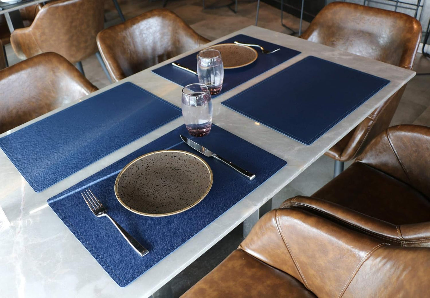 Jovono Set of 8 Faux Leather Placemats, PU Table Mats, Waterproof, Stain Resistant, Heat Resistant, Non-Slip Easy to Clean for Kitchen, Dining, Conference Tables