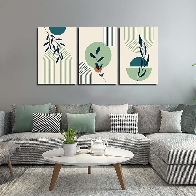 ZHAOSHOP Boho Artwork for Walls Bedroom Green Plants Prints Wall Art for Living Room 3 Piece Minimalism Picture Wall Decor Size 16 x 24 Inch
