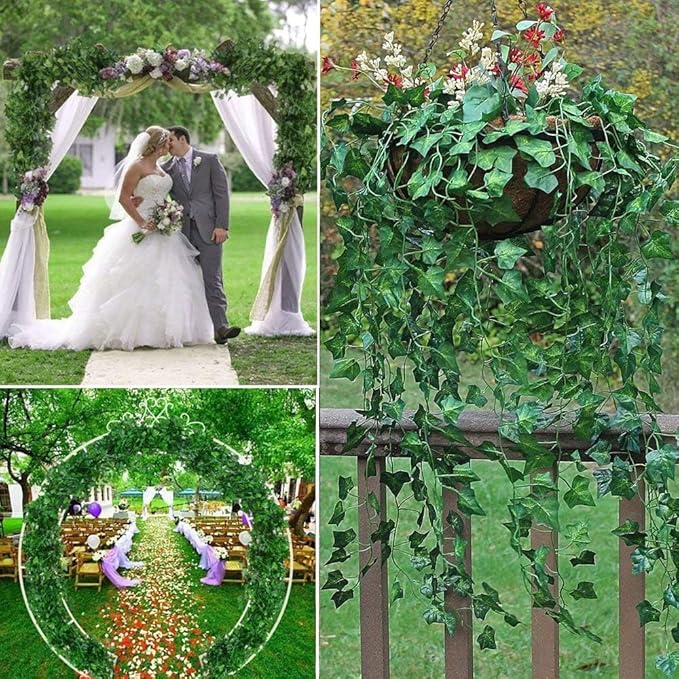 Comtelek 504 FT Artificial Ivy 72 Pack Ivy Vine Garland Ivy Leaves Greenery Garlands Clip Hanging Fake Leaf Plants Faux Green Flowers Decor Home Kitchen Garden Office Wedding Wall