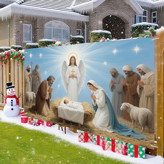 Jesus Nativity Backdrop 71x43Inch Christmas Banner Xmas Party Theme Decorations Christmas Photo Backdrop