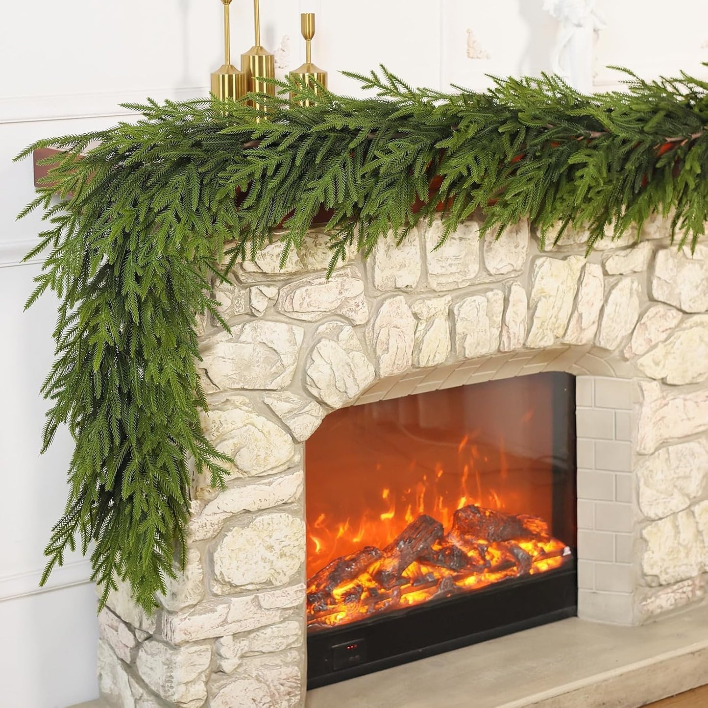 Artificial Norfolk Pine Garland - Faux Christmas Garland Fake Green Garland for Fireplace,Table, Stairs, Mantle, Window,Indoor Outdoor,Home,Holiday Decor(1 PCS,5 FT)