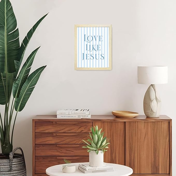 LARTSFRO Coquette Blue Bow Jesus Wall Art Decor Posters, Light Blue Bow Room Bedroom Bathroom Dorm Wall Art Decor Aesthetic for College Teen Girls Gifts, Inspirational Bible Verses Bow Wall Decor, 10x8 Inch Set of 4 Bow Pictures (WOOD-GRAIN IMITATION F...